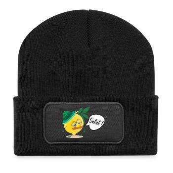 Citron Moustache Papa - Beanie recyclé à patch - noir - Devant