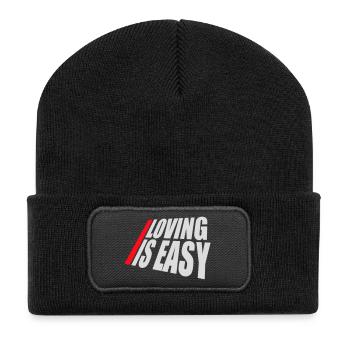 Loving Is Easy Inspirierend Romantisch Spruch Logo - Recycelte Patch Beanie - Schwarz - Vorne