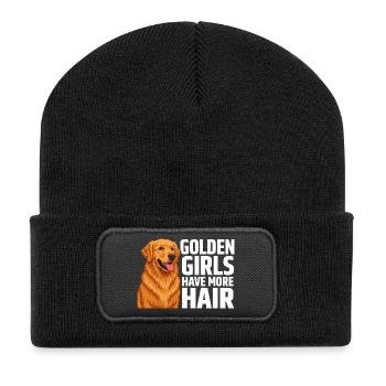 Golden Retriever Golden Girls haben mehr Haare - Recycelte Patch Beanie - Schwarz - Vorne