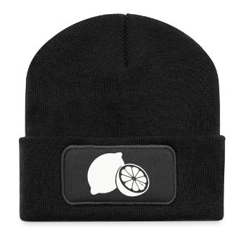 Zitrus-Silhouette Zitronen - Recycelte Patch Beanie - Schwarz - Vorne
