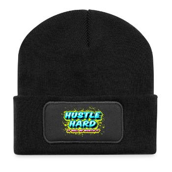 Hustle Hard - It Will Be Worth It - Recycelte Patch Beanie - Schwarz - Vorne