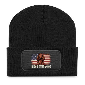 Irish Setter Mom - Red Setter Dog Owner Bird Dog - Recycled Patch Beanie - black - Front