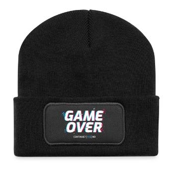 Game Over: Retro Arcade Glitch - Recycelte Patch Beanie - Schwarz - Vorne