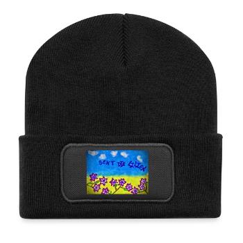 Finde Jesus von Eunice Ahiale - Recycelte Patch Beanie - Schwarz - Vorne