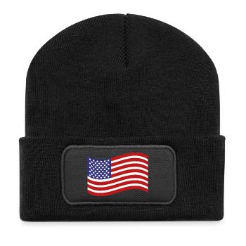 Flagge der Vereinigten Staaten - Recycelte Patch Beanie - Schwarz - Vorne