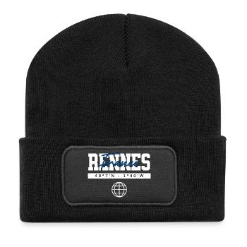Rennes Frankreich Koordinaten Reise Souvenir - Recycelte Patch Beanie - Schwarz - Vorne