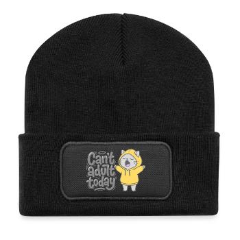 Can't adult today - Katze im Hoodie - Recycelte Patch Beanie - Schwarz - Vorne