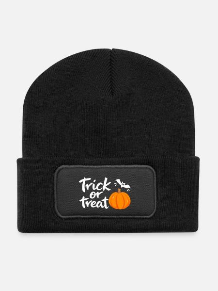 Trick or treat , Süßes oder Saures - Recycelte Patch Beanie - Schwarz