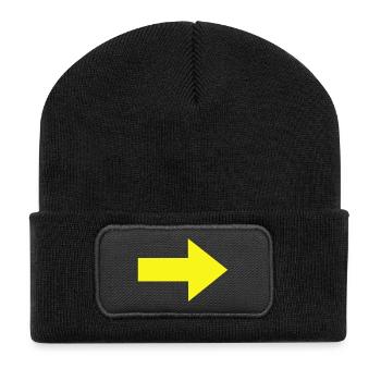Gelber Pfeil - Recycelte Patch Beanie - Schwarz - Vorne