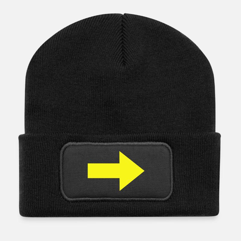 Gelber Pfeil - Recycelte Patch Beanie - Schwarz