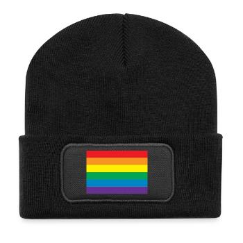 Classic Gay Pride Rainbow - Recycled Patch Beanie - black - Front