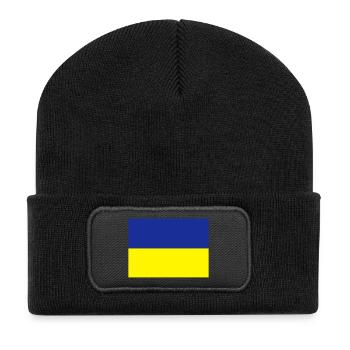 fahne_ukraine - Recycelte Patch Beanie - Schwarz - Vorne