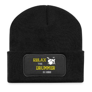 Relax Drummer - Recycelte Patch Beanie - Schwarz - Vorne