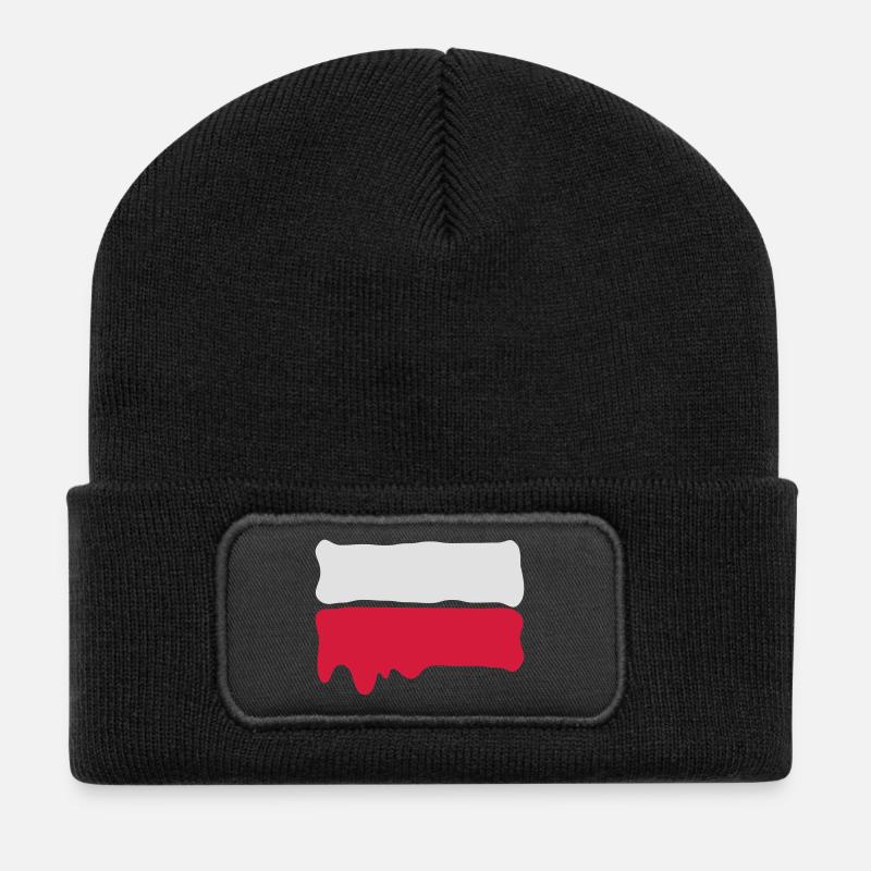 Runny paint flag Poland - Recycelte Patch Beanie - Schwarz