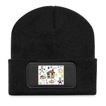 DESSIN ENFANTS - Beanie recyclé à patch - noir - Devant