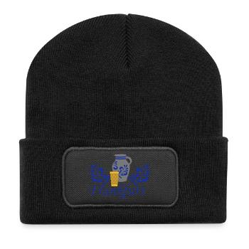 Frankfurt Bembel Geripptes - Recycelte Patch Beanie - Schwarz - Vorne