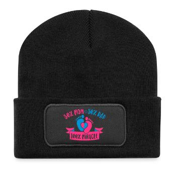 50% Mom 50% Dad 100% Miracle - Baby - Neugeborenes - Recycelte Patch Beanie - Schwarz - Vorne
