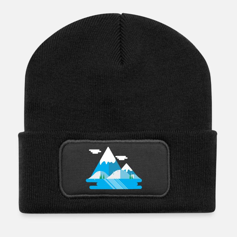 berg - Recycelte Patch Beanie - Schwarz