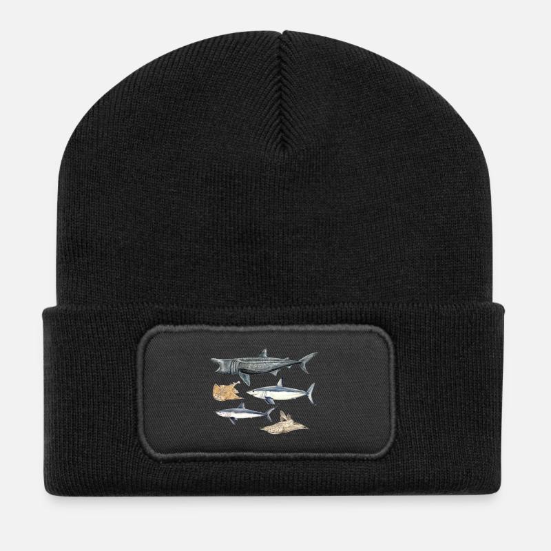 Requins - Requins - Requins - Beanie recyclé à patch - noir