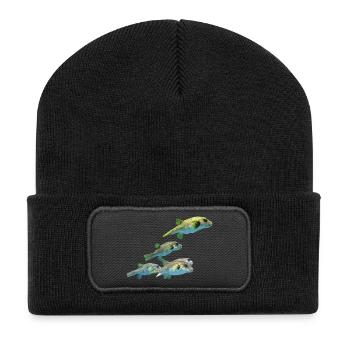 blowfish puffer fish fisherman fish animal animals - Recycled Patch Beanie - black - Front