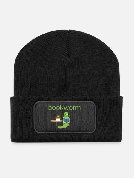 Bookworm, Bücherwurm.Geschenk,lesen,Leseratte - Recycelte Patch Beanie - Schwarz