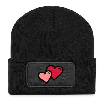 Valentine's Heart: Double Heart - Recycled Patch Beanie - black - Front