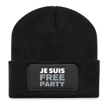 Je suis FREE PARTY - Beanie recyclé à patch - noir - Devant