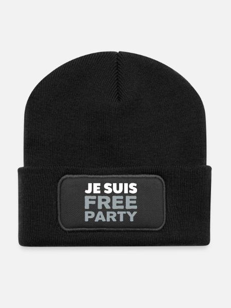 Je suis FREE PARTY - Beanie recyclé à patch - noir