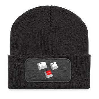 cntrl alt delete - Recycelte Patch Beanie - Dunkelgrau - Vorne