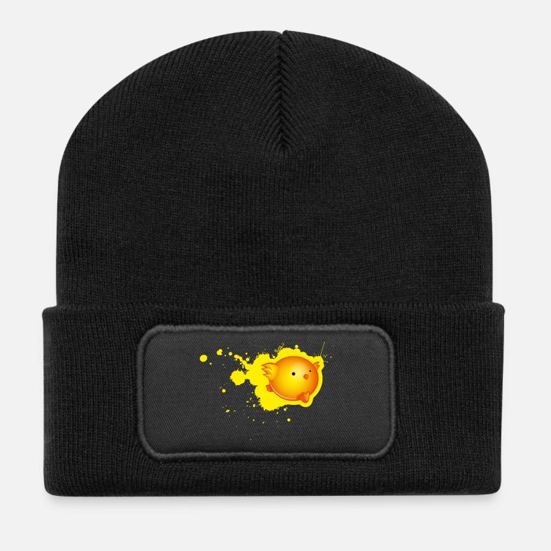 dripping poussin - Beanie recyclé à patch - noir