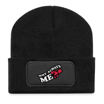 Why Always Me - Recycelte Patch Beanie - Schwarz - Vorne