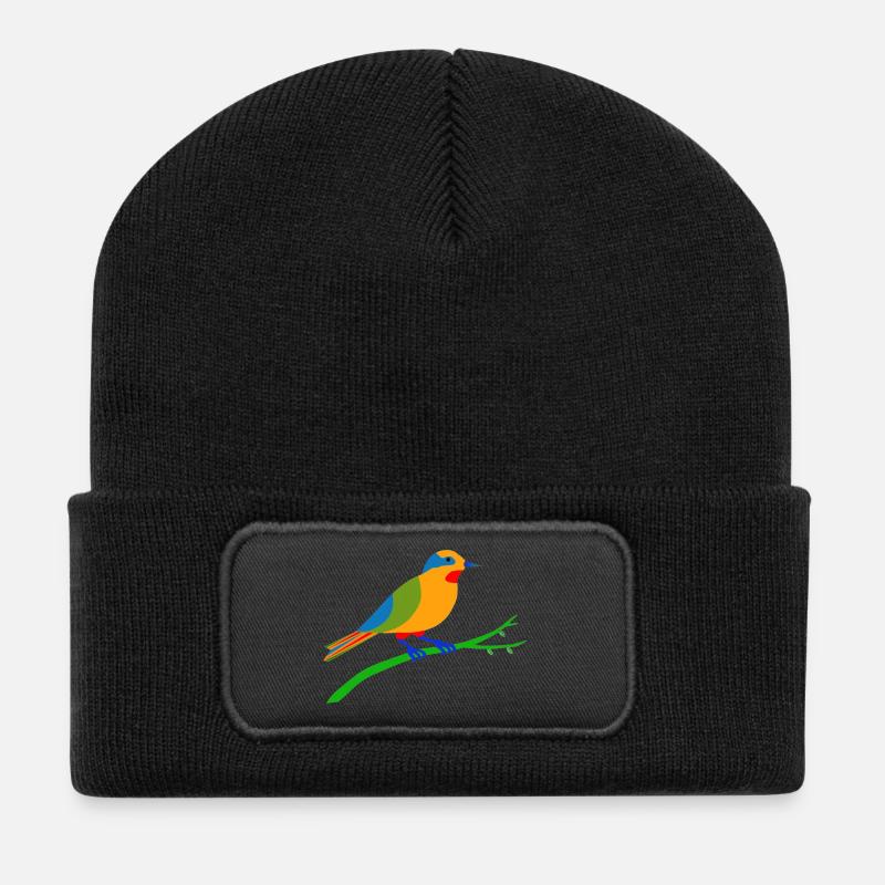mehrfarbiger vogel - Beanie recyclé à patch - noir