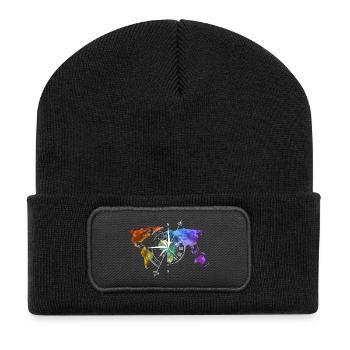 Carte du monde Boussole blanc - Beanie recyclé à patch - noir - Devant
