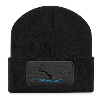 springen / schwimmen - Recycelte Patch Beanie - Schwarz - Vorne