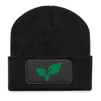Pflanze - Recycelte Patch Beanie - Schwarz - Vorne