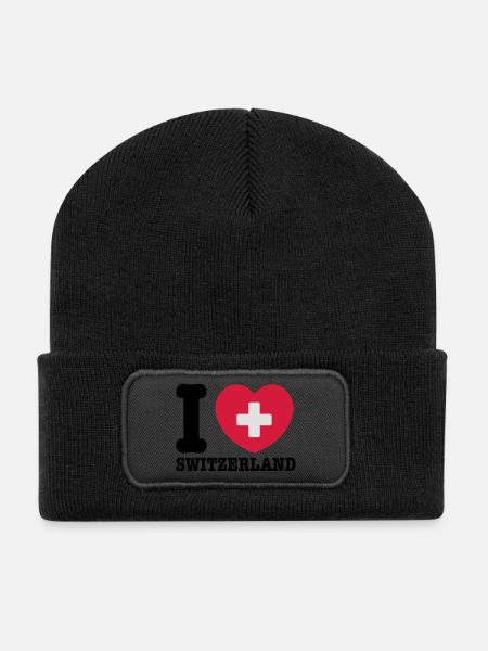 Schweiz - Recycelte Patch Beanie - Schwarz