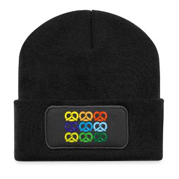 brezel salzbrezel - Recycelte Patch Beanie - Schwarz - Vorne
