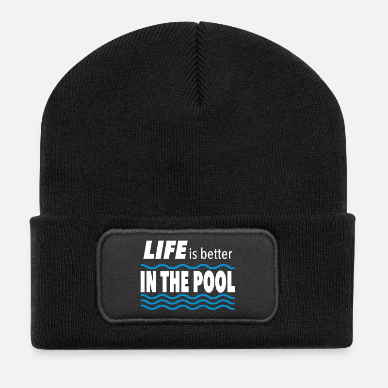 swimming pool - Recycled Patch Beanie - black