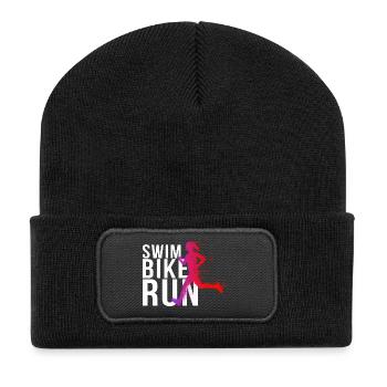 Triathlon - Femme nage, course à vélo - Beanie recyclé à patch - noir - Devant
