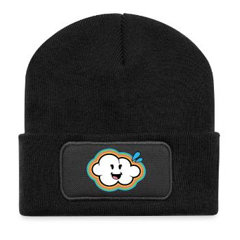 Smiley Kawaii Cloud - Recycelte Patch Beanie - Schwarz - Vorne