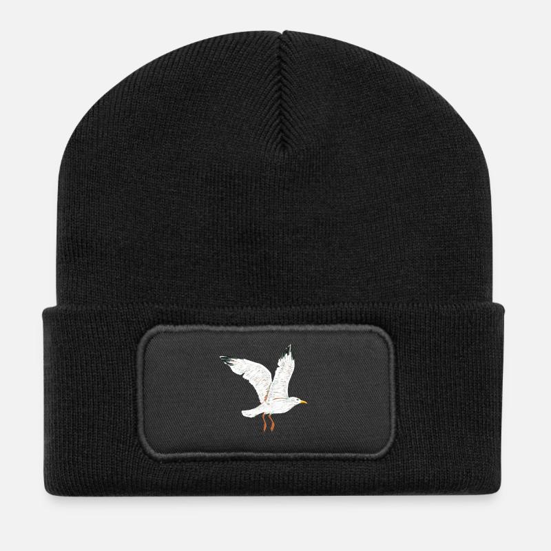fliegende moewe vogel - Recycelte Patch Beanie - Schwarz