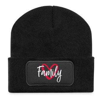 Famille coeur je partenaire regarder parents enfants - Beanie recyclé à patch - noir - Devant