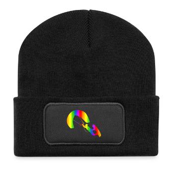 Bunter Kitesurfing Regenbogen - Recycelte Patch Beanie - Schwarz - Vorne