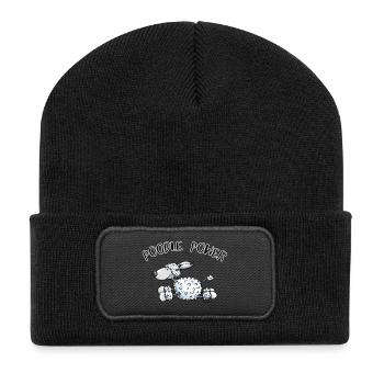 Poodle Power - Recycelte Patch Beanie - Schwarz - Vorne