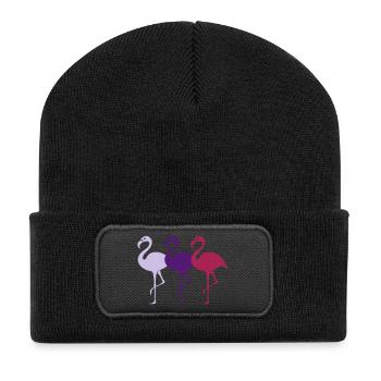 flamingos_001 - Recycelte Patch Beanie - Schwarz - Vorne