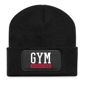 GYM ADDICT - Recycelte Patch Beanie - Schwarz - Vorne
