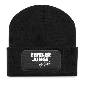 Eefeler Junge op Jöck (Weiß) Eifel Jungs - Recycelte Patch Beanie - Schwarz - Vorne