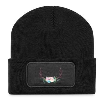 wreath_77A - Recycled Patch Beanie - black - Front