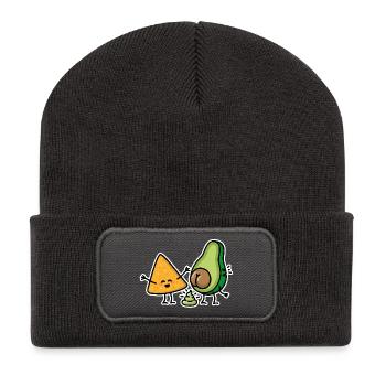 Avocado Scheiße Tortilla-Chips Guacamole vegan - Recycelte Patch Beanie - Dunkelgrau - Vorne