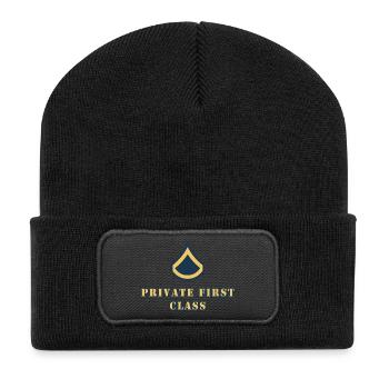 Private First Class - Recycelte Patch Beanie - Schwarz - Vorne